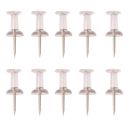 Clear Push Pins (100 Pieces) � Transparent Plastic Head with Metal Point Thumb Tacks, Marking Pins, Wall Tacks, Map Pins for Bulletin Board, Cork Board, Home, Office & School Supplies Clear Push Pins (100 Pieces) � Transparent Plastic Head with Metal Point Thumb Tacks, Marking Pins, Wall Tacks, Map Pins for Bulletin Board, Cork Board, Home, Office & School Supplies