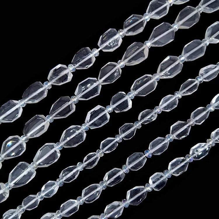 10 X14mm Natural White Crystal Irregular Faceted Beads Gemstone Beads for DIY Necklace  Jewelry Making Strand