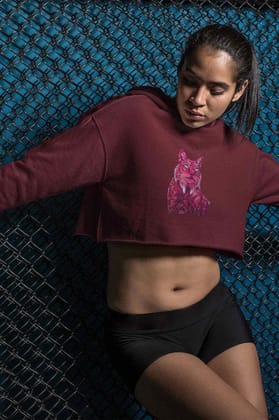 Crop Hoodie (Women) - Roar Of The Fuchsia Lion (6 Colours)