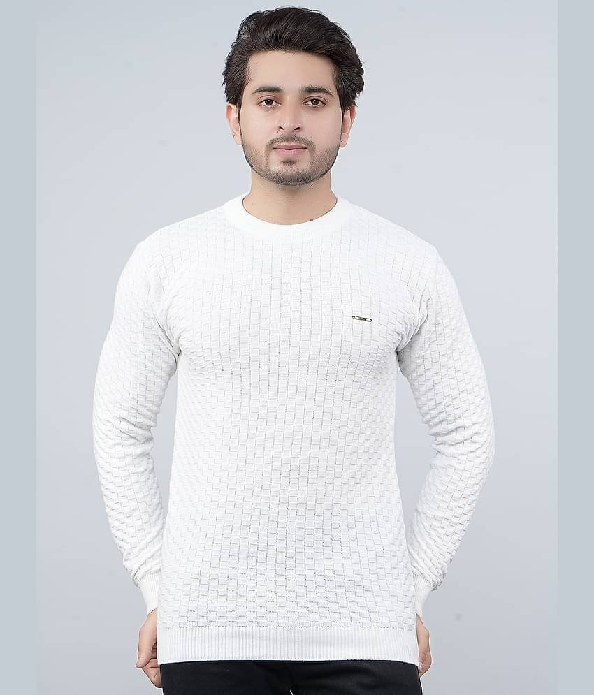 FEVERFEW Cotton Blend Round Neck Men's Full Sleeves Pullover Sweater - Green ( Pack of 1 )