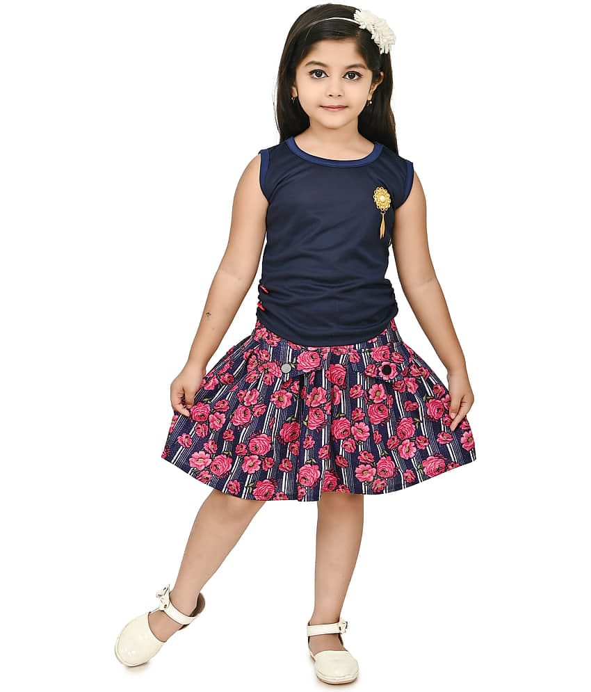 JCT DRESSES Crepe Frock For Girls ( Pack of 1 , Navy )