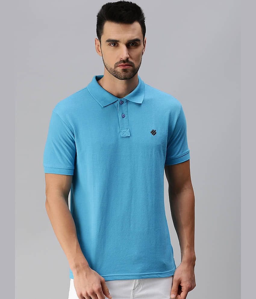 ONN Pack of 1 Cotton Blend Regular Fit Solid Half Sleeves Men's Polo T Shirt ( Blue )