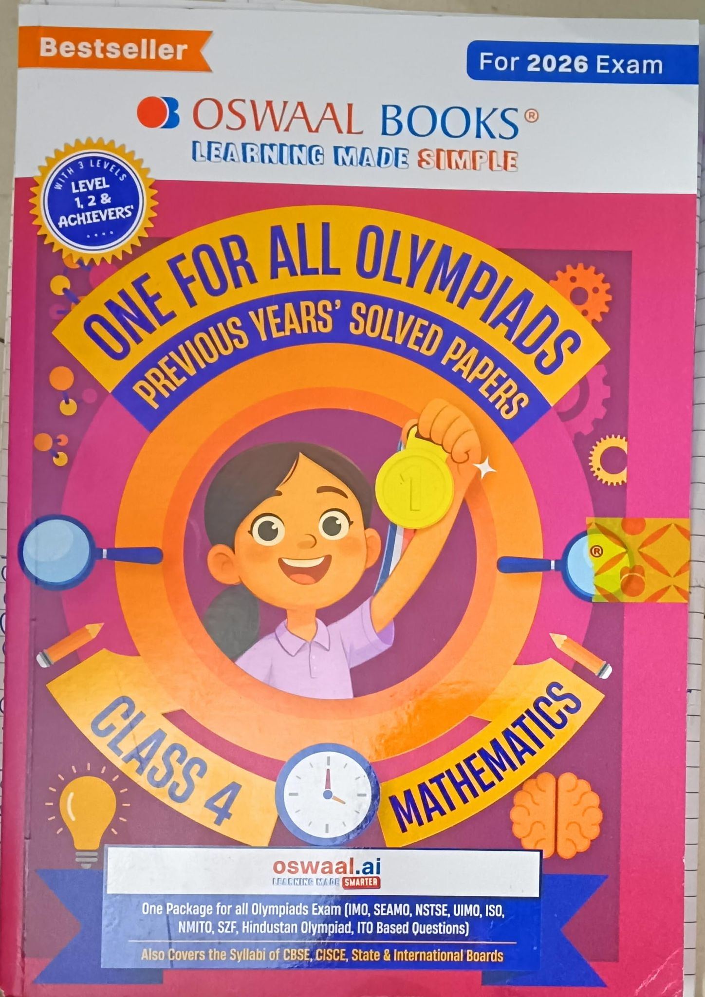 Oswaal One for all Olympiads Previous Year Paper Solved Paper Mathematics Class 4 Exam August 26 [Paperback] [Oct 30, 2024] Oswaal
