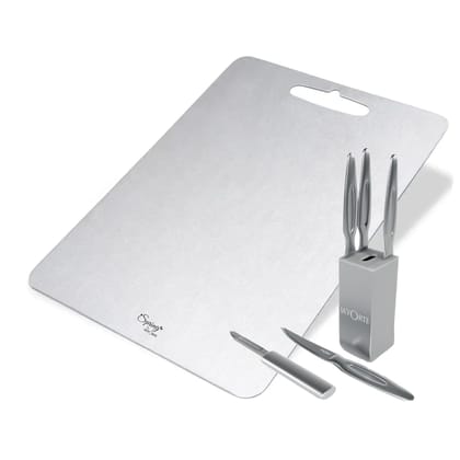 Stainless Steel Chopping Board and Ultra Sharp Knife Set Combo