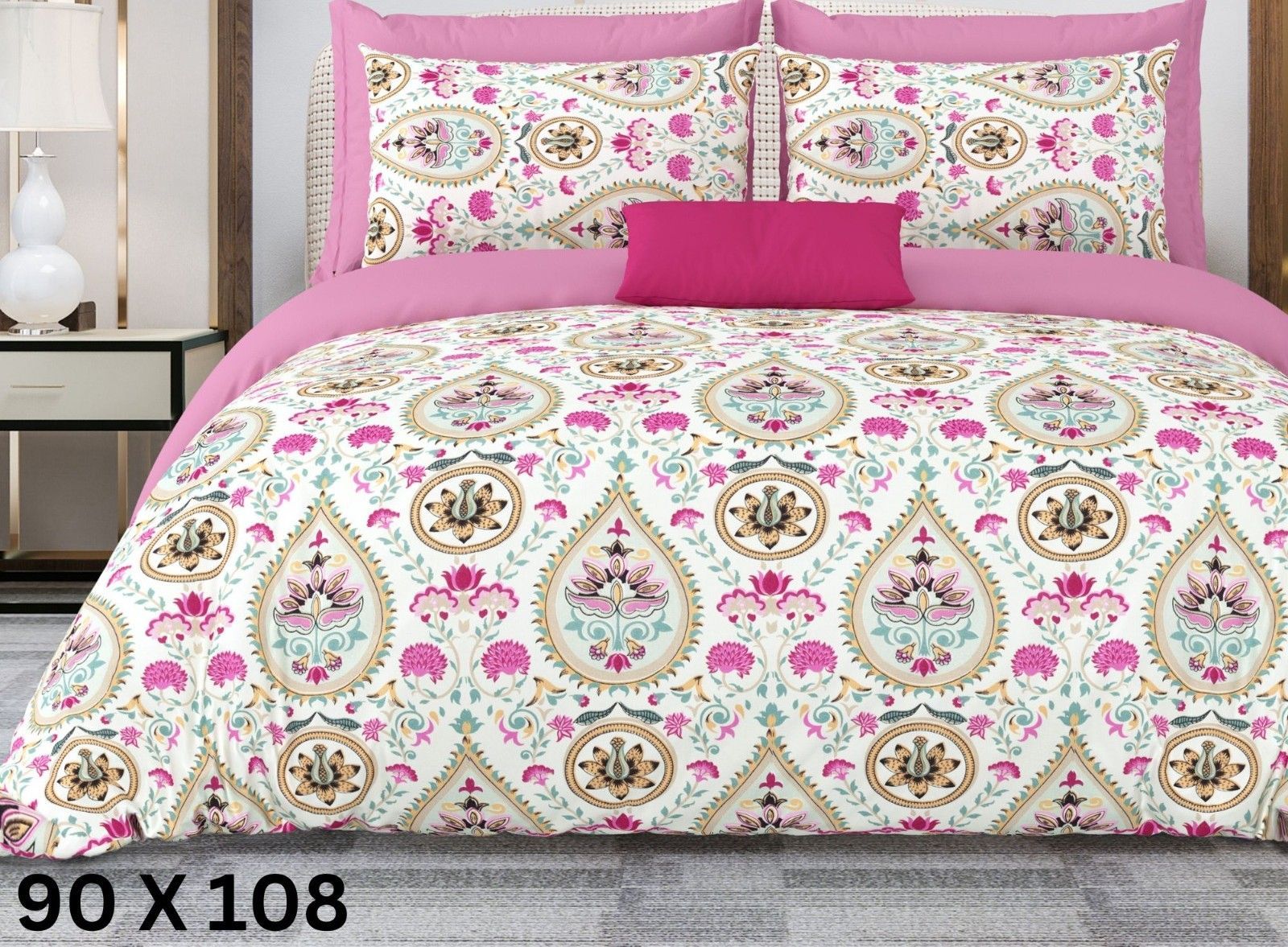 3001-K_Bedsheet Adda- Pure Cotton Double Bedsheet With Two Pillow Cover - Special Offer for Min 2 or More buyer Customer -DB-(90*108 IN)-Peru-3002