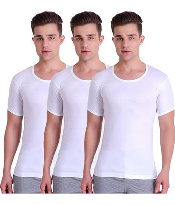 TT Pack of 3 Cotton Half Sleeve Vest For Men ( White )