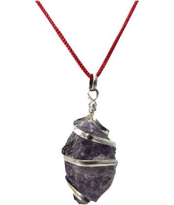 Amethyst Stone Pendant Natural Raw Rough Semi Precious Wire Wrapped Katela Stone Pendant Amethyst Stone