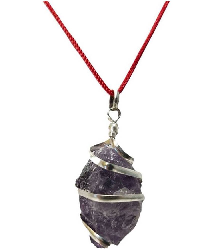 Amethyst Stone Pendant Natural Raw Rough Semi Precious Wire Wrapped Katela Stone Pendant Amethyst Stone