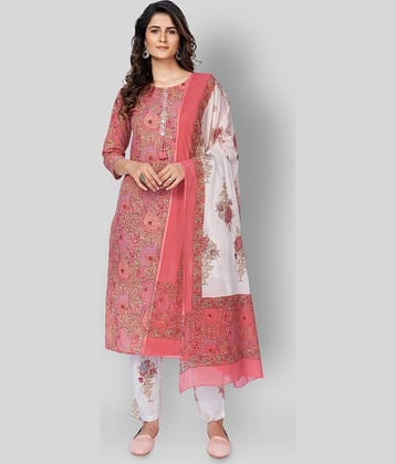 Vbuyz - Pink Straight Cotton Women's Stitched Salwar Suit ( Pack of 1 )