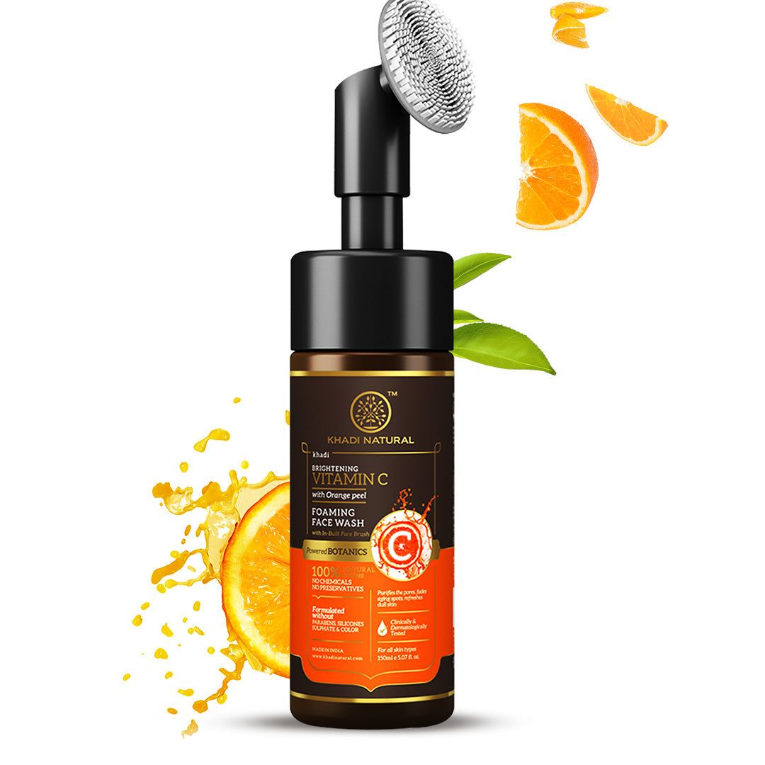 Khadi Natural Vitamin C Foaming Face Wash Within - Built Face Brush - 150ml