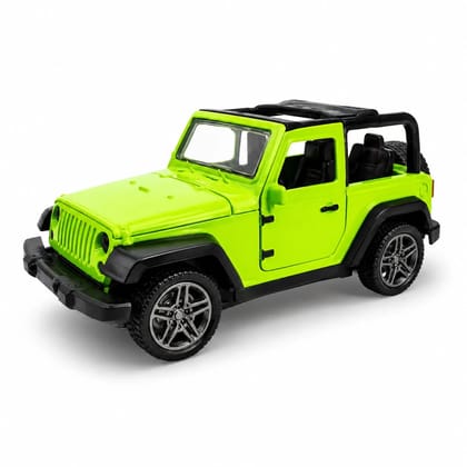 Braintastic Model Diecast Car Toy Vehicle Pull Back Friction with Openable Doors Light & Music Toys for Kids Age 3+ Years (Thar Jeep Small Green)
