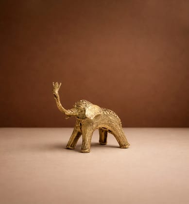 Handcrafted Brass Elephant with Lotus – Small | Tribal Bhareva Craft Showpiece Handcrafted Brass Elephant with Lotus – Small | Tribal Bhareva Craft Showpiece