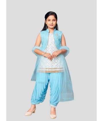 Aarika Girls Silk Patiala Kurta Set ( Pack of 1 , Sky Blue )