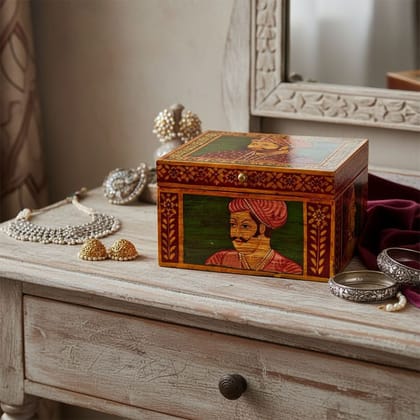 Wood Traditional Style Painting (Maharaja Painting ) Antique Jewellery Collection Box,Storage Box