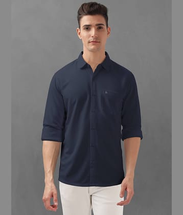 BULLMER Trendy Regular Fit Solid Full Sleeve Causal Shirt for Men_Navy Blue