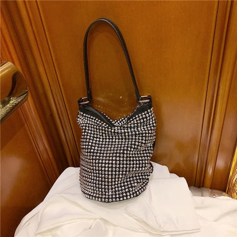 Portable Rhinestone Trendy Bucket Bling Money Purse Diamond Luxury Tote Fashion Bags