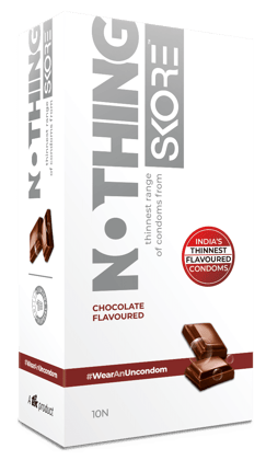 Skore Nothing Thinnest Condom for Men - Chocolate Flavoured - 10Pcs