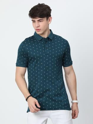 Classic Polo Mens Cotton Half Sleeves Printed Slim Fit Polo Neck Blue Color T-Shirt | Prm - 788 B Sf P