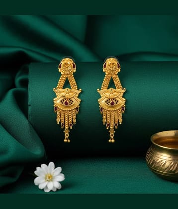 LUV FASHION Gold Danglers Earrings ( Pack of 1 )