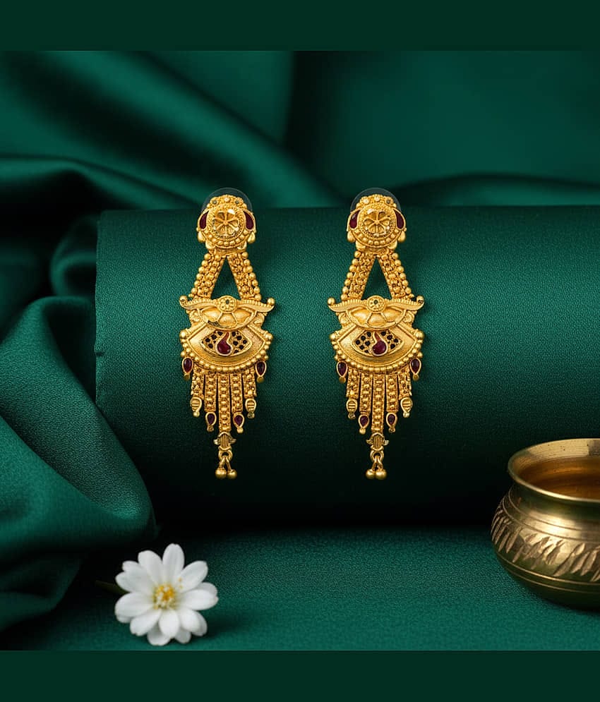 LUV FASHION Gold Danglers Earrings ( Pack of 1 )