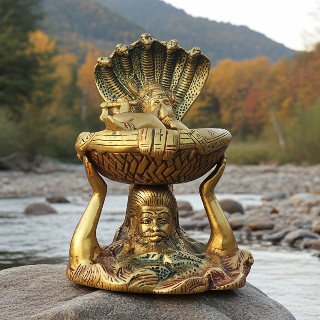 Brass Vasudev With Krishna Crossing River Statue Idol (BSMAS1576 C)