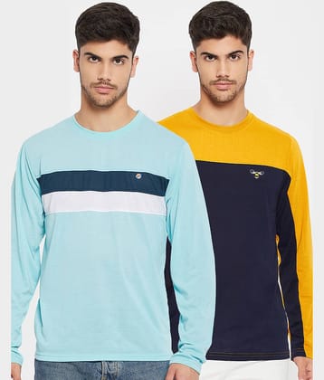 Auxamis Pack of 2 Cotton Blend Regular Fit Men's T-Shirt ( Aqua Blue )