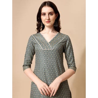 Elara Blue Cotton Blend Kurta For Women Elara Blue Cotton Blend Kurta For Women