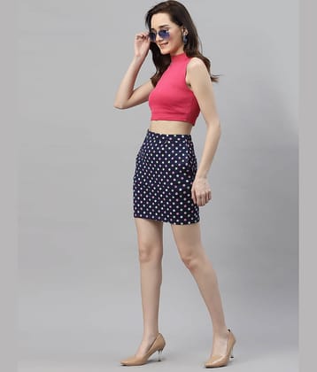 Rigo - Navy Cotton Blend Women's Straight Skirt ( Pack of 1 )