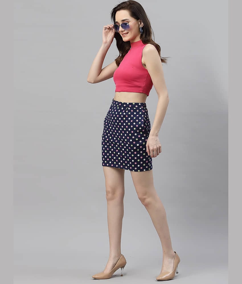 Rigo - Navy Cotton Blend Women's Straight Skirt ( Pack of 1 )