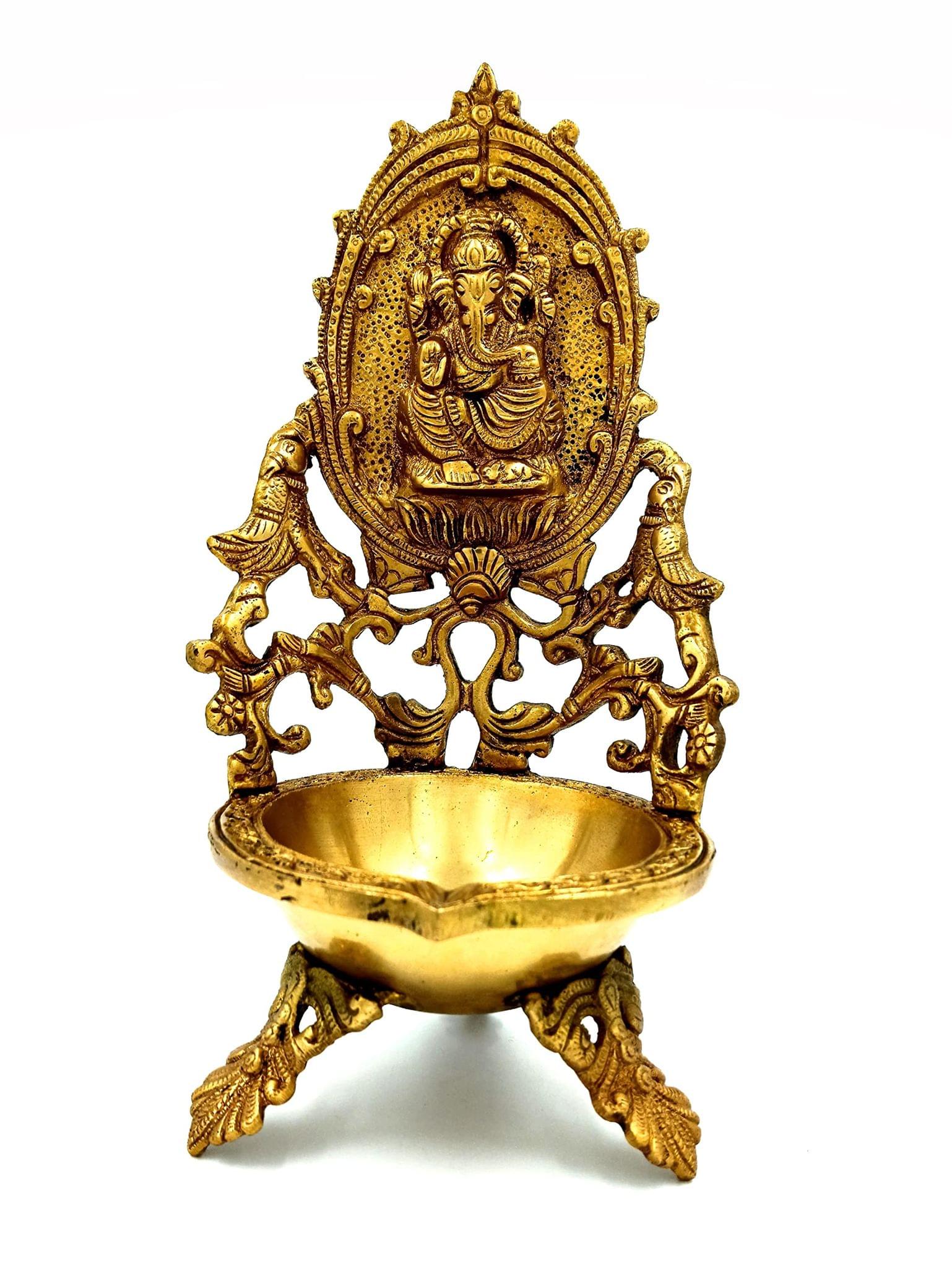Arihant Craft� Hindu God Ganesha Oil Lamp Ganpati Statue Sculpture Hand Craft Showpiece � 29 cm (Brass, Gold)