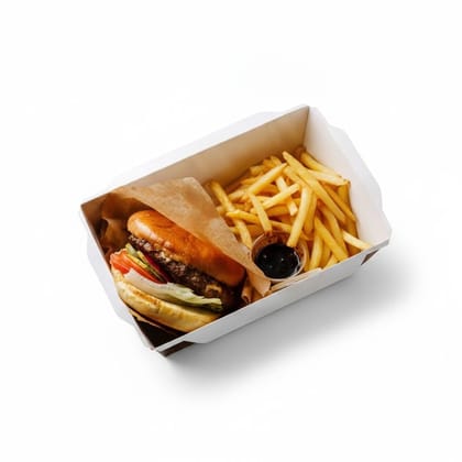 Classic Burger and French Fries Combo - 2 kg - One burger and fries meal box