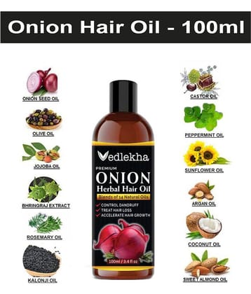 Vedlekha Onion Herbal Hair Oil Blend 14 Natural For Hair Growth 100 mL