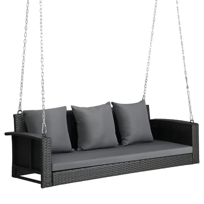 MJA FURNITURE Patio Outdoor Swing Chair 3 Seater Without Stand for Balcony, Garden | Rattan & Wicker Hammock Jhula for Adults, Uyyala for Home | Outdoor Sofa