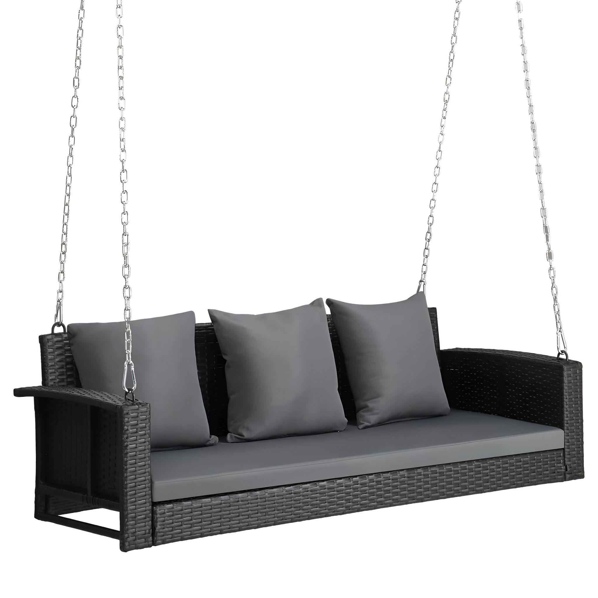 MJA FURNITURE Patio Outdoor Swing Chair 3 Seater Without Stand for Balcony, Garden | Rattan & Wicker Hammock Jhula for Adults, Uyyala for Home | Outdoor Sofa