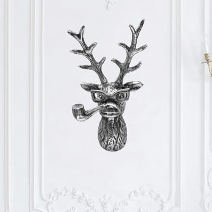 Cocovey Handcrafted Nickel Deer Head Wall Sculpture Pack of 1