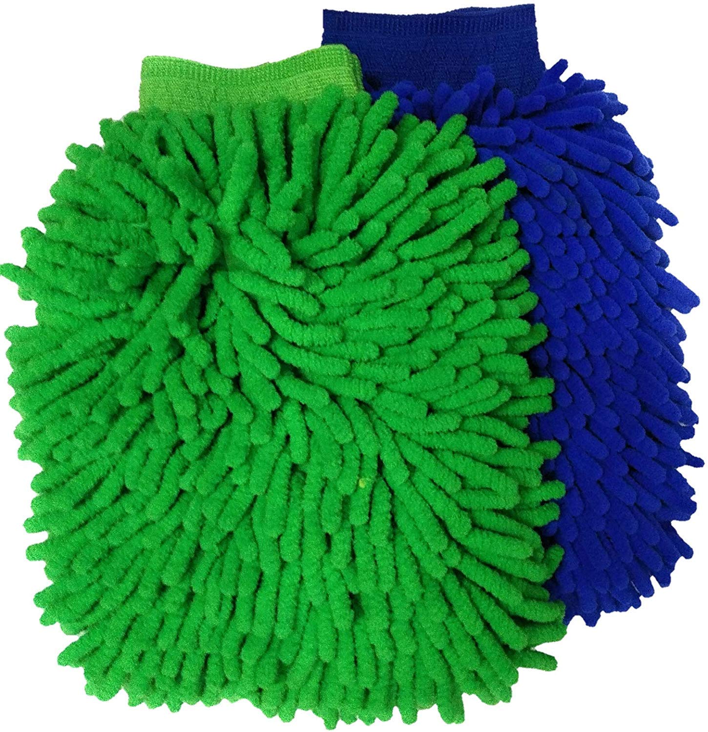 Car Wash and Dust Chenille Mitt Cleaning Gloves, - Pack of 2 (Multi Color)