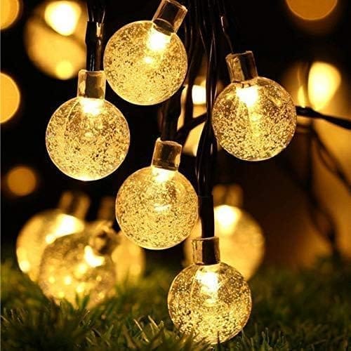 SPARKWORLD Warm White Crystal Globe LED String Lights | 18 LED Decorative Fairy Lights for Balcony, Garden, Diwali & Home Decor | Colour: Gel Ball (Warm White)