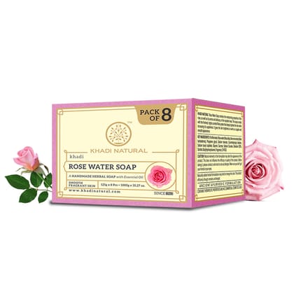Khadi Natural Rosewater Soap Combo Pack Of 8 – 125gm Each Khadi Natural Rosewater Soap Combo Pack Of 8 – 125gm Each