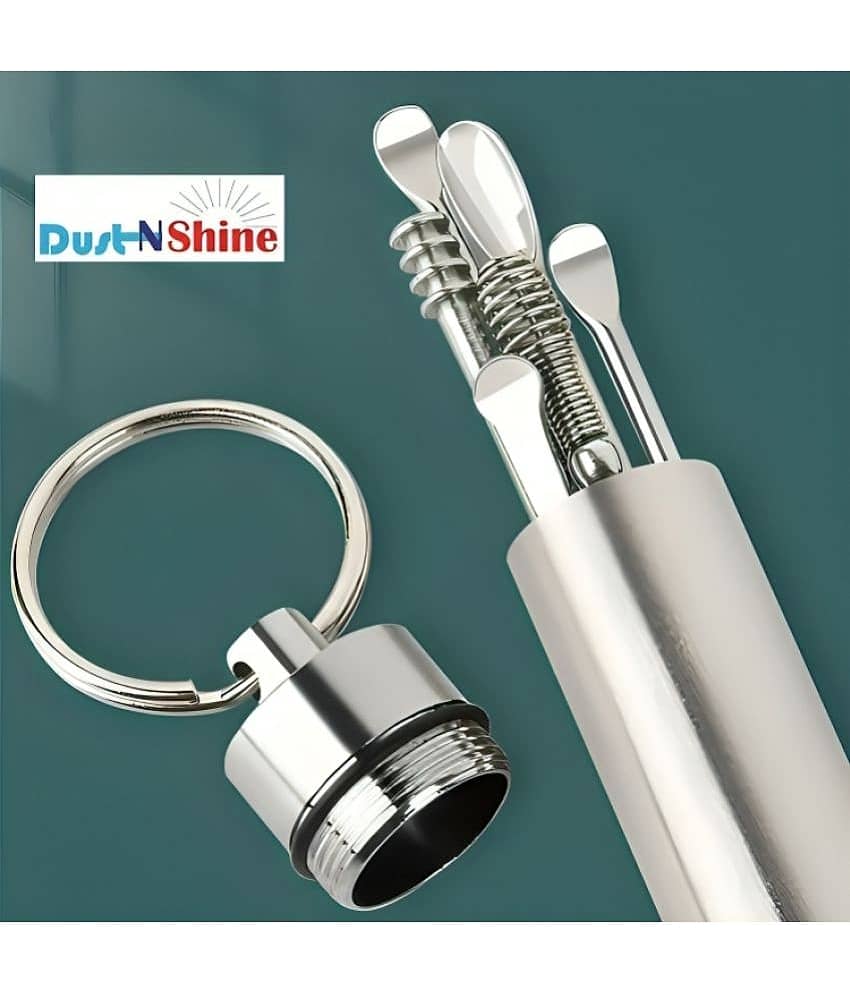 Dust n Shine 6-in-1 Ear Wax Cleaner - Reusable Ear Cleaning Tools with Aluminum Tube - Ear Pick Wax Remover Tool Kit with Ear Curette Cleaner and Spring Ear Buds Cleaner Fit in Pocket Great for Traveling