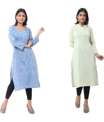 DESHBANDHU DBK - Multicolor Cotton Women's Straight Kurti ( Pack of 2 )
