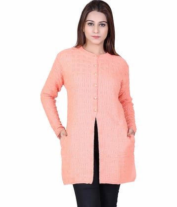 Varenyam Acrylic Peach Buttoned Cardigans - Single