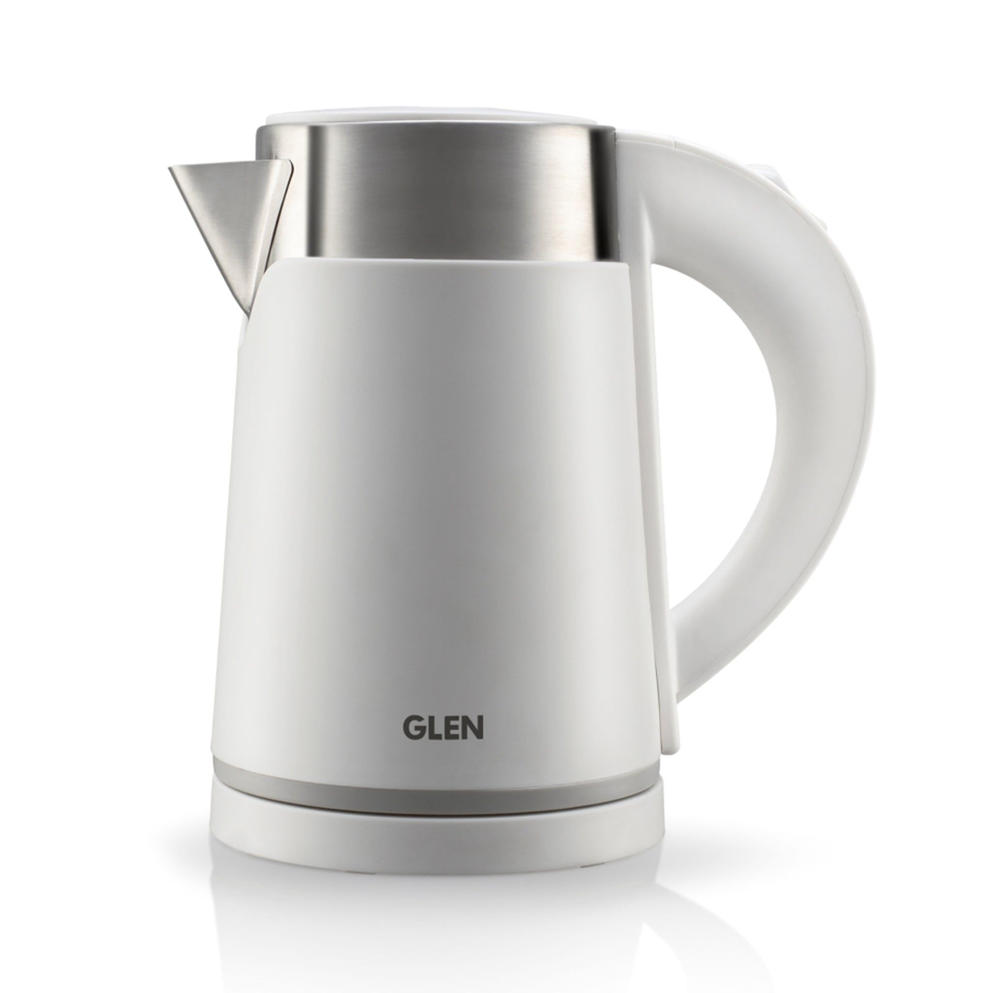Electric Kettle 0.8 Litre Plastic Clad Stainless Steel, 360° Rotation Base, Auto Shutoff, 800 W - White/Red/Black (9004)