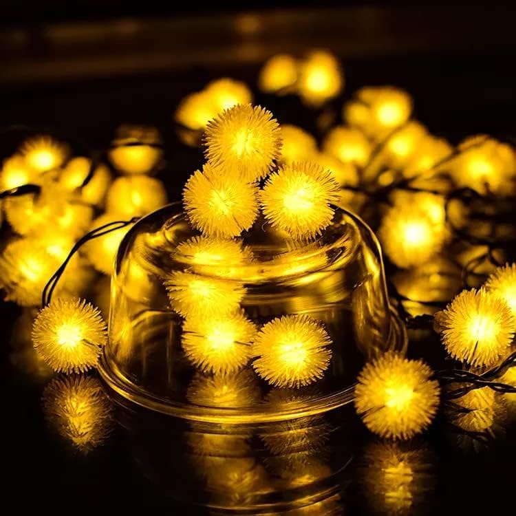 fizzytech Furry Snow Ball Fairy String Lights, 3 Meter Decorative Ball Lights for Diwali, Christmas, Wedding,