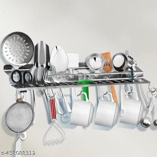 Click Us Steel Cutlery Holder / Spoon Hanger Wall Mounted 12 Hooks