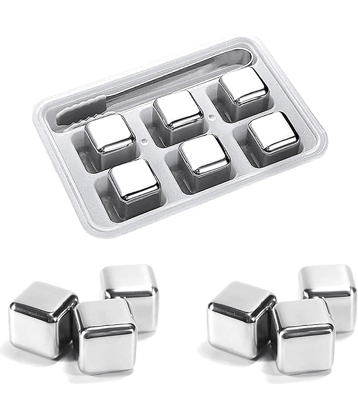 sakimo Stainless Steel Whiskey Stones Set with Tongs & Container – Reusable Metal Ice Cubes for Whiskey, Red , Cocktails – Food-Grade Quick-Freeze Ice Cubes – Chill Drinks Without Dilution
