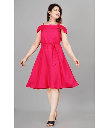 SIPET Women Rayon Solid A-line Dress ( Pink )