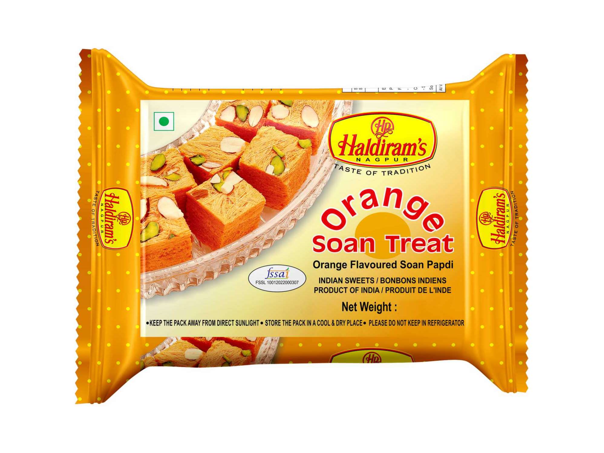 Haldiram's Soan Papdi (Orange Flavour) Packed Sweets - 250 Gm - Pack of 2
