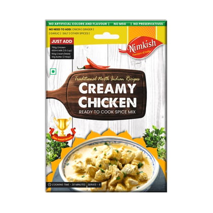 Nimkish Creamy Chicken Ready to Cook Spice Mix | 60g | Onion Ginger Garlic Already in Mix | Himalayan Recipe