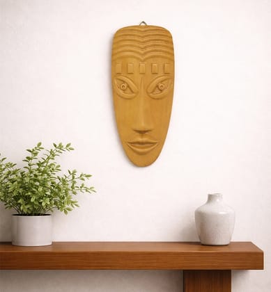 Hand-Carved Solid Teak Wood Tribal Face Mask Wall Hanging (Small Size)