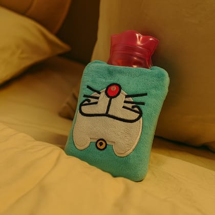 Doremon Cartoon Small Hot Water Bag with Cover for Pain Relief